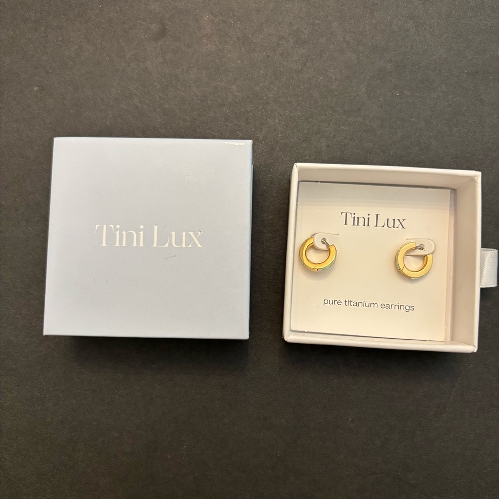 Tini Lux Brand Huggie Gold Hoop Titanium Earrings